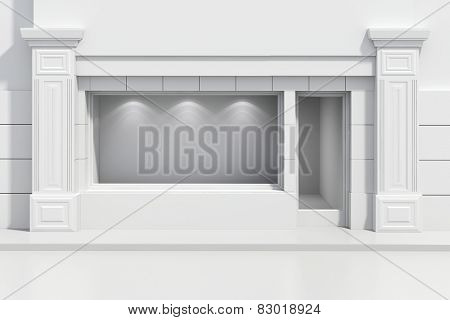 3d store shopfront with big windows