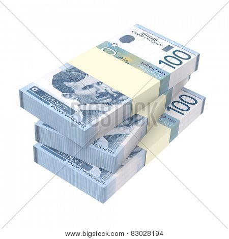 Serbian dinar isolated on white background. Computer generated 3D photo rendering.
