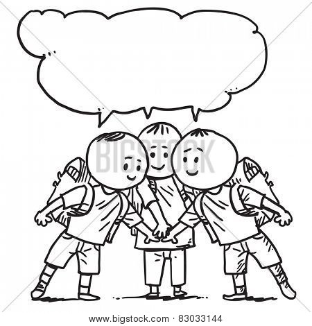 Schoolkids together speaking