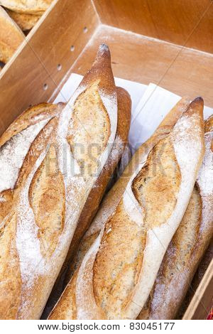 baguettes, market in Forcalquier, Provence, France