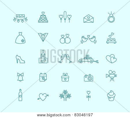 Thin line wedding icons