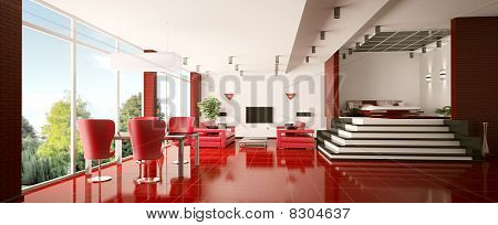 Appartement moderne Panorama intérieur 3D Render