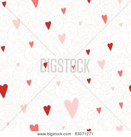 Vector seamless pattern with hearts and swirles