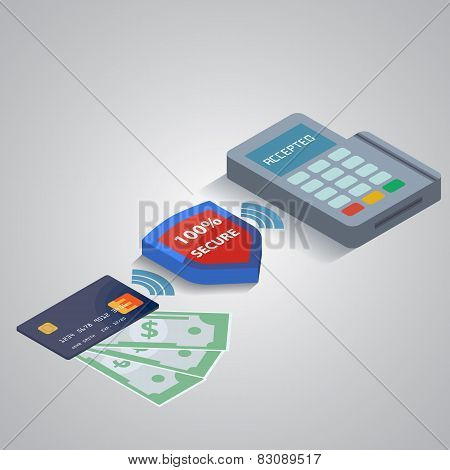 Mobile payment concept with a symbol of credit card on smartphon