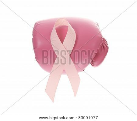 Hand Make Pink Ribbon for Breast Cancer symbol on white backgrou