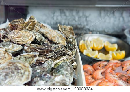 Seafood on ice at the fish market