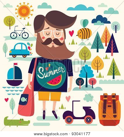 Background with summer symbols