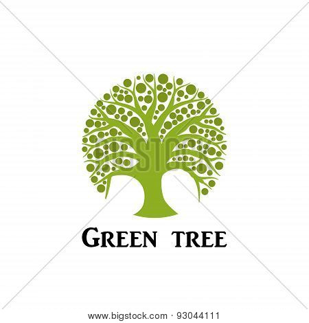 Green tree circle icon