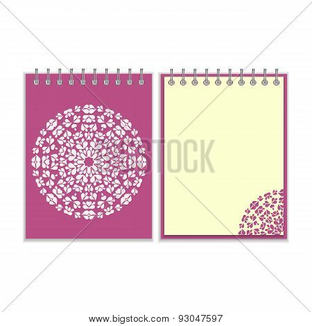 Purple cover notebook with round pattern