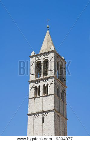 Iglesia de St. Chiara campanario. Asís. Umbria.