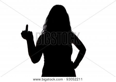 Photo of woman's silhouette showing middle finger