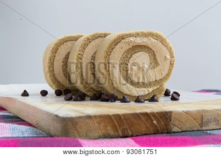 Coffee And Chocolate Roll Cake