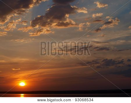Summer Sunset On Lake