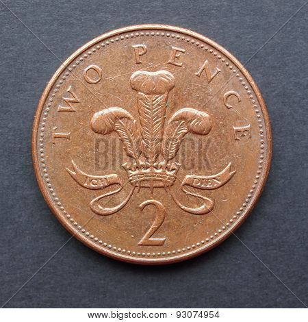 LONDON, UK - CIRCA DECEMBER 2014: two pence coin (GBP)