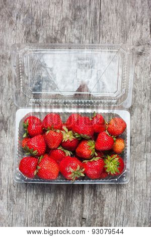 Fresh Strawberries In Plastic Box