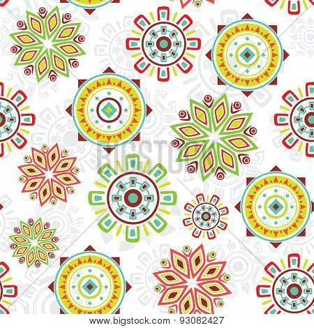 Vector colorful folk seamless pattern background