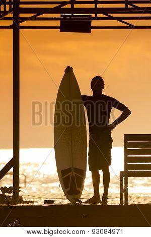 Surfer  At Sunset Tme