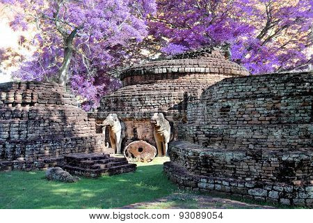 Old Temple Ancient Wat In Kamphaeng Phet