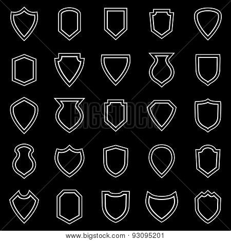 Shield Line Icons On Black Background