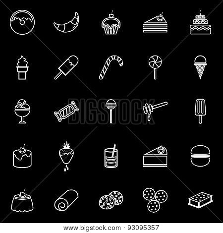 Dessert Line Icons On White Background