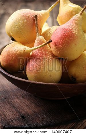 Ripe Pears On Vitage Wooden Table