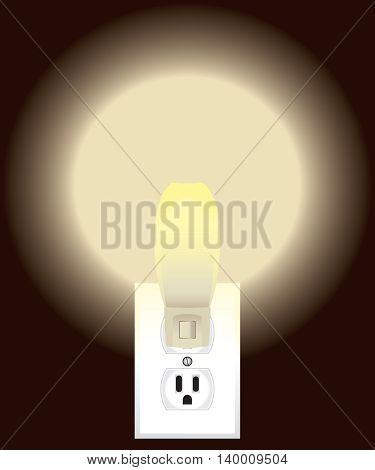 Night light is plugged into outlet and turned on