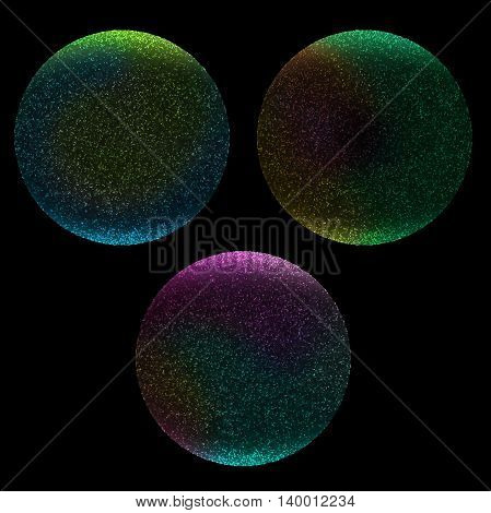 Set of vector soap bubble isolated on the black background