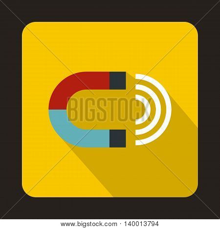 Magnet icon in flat style on a yellow background