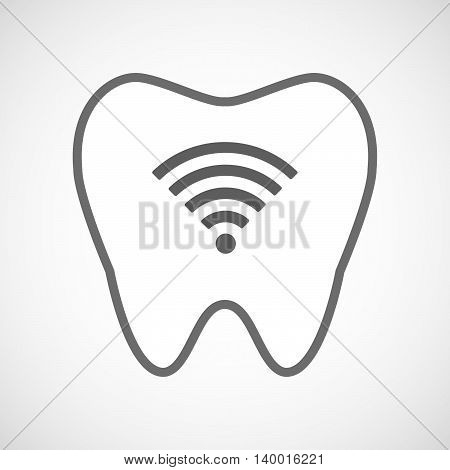 Isolated Line Art Tooth Icon With A Radio Signal Sign