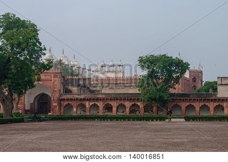 Agra, India - January 8, 2012: Moti Masjid in Red Agra Fort. Agra Uttar Pradesh India