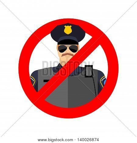 Stop Cop. It Is Forbidden By Police. Strikethrough Constabulary. Emblem Against Servants Of Law Offi