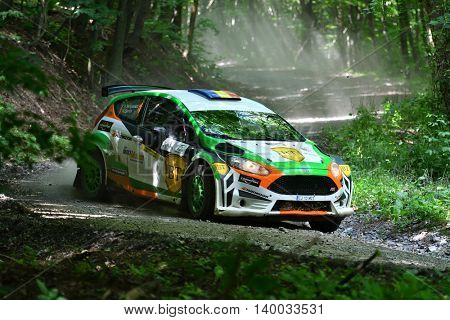 TULCEA, ROMANIA - JUNE 11: Danube Delta Rally special trial windfarm on June 11, 2016 in Tulcea, Romania