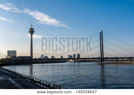 Düsseldorf Beautiful Cityscape Landscape TV Tower Bridge Rhein Daytime