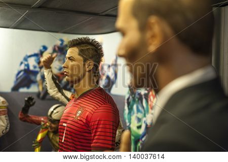 MADRID,SPAIN-MARCH 2016: The Coach and the Star in 
Madame Tussauds Museum