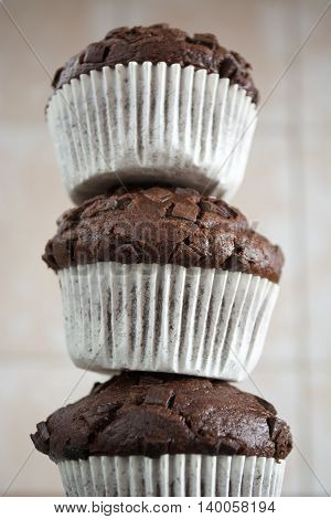 Stacked Tower From Hommade Chocolate Cupcakes