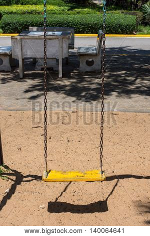 Baby swings in park playground, kid, chain