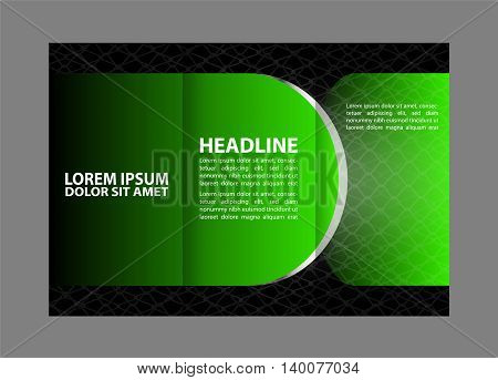 Vector red and black tri-fold brochure design template with abstract geometric background EPS10 Tri-Fold Mock up & back Brochure Design
