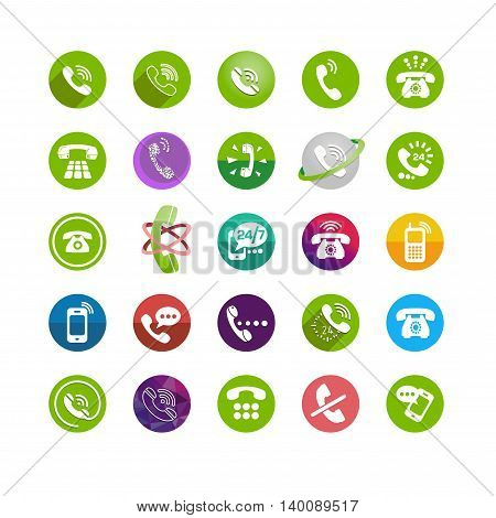 Set of different icons with phone on white backrgound for your site or application
