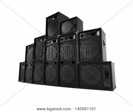 Speakers Sets isolated on white background. 3D render