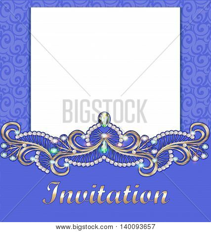Elegant background with gold ornament with diamond jewelry jewelry, jewelry frame, vintage postcard 