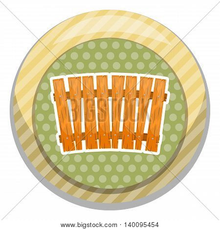 Wooden fence colorful icon in cartoon style