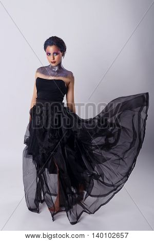 Beauty portrait of beautiful woman, in motion