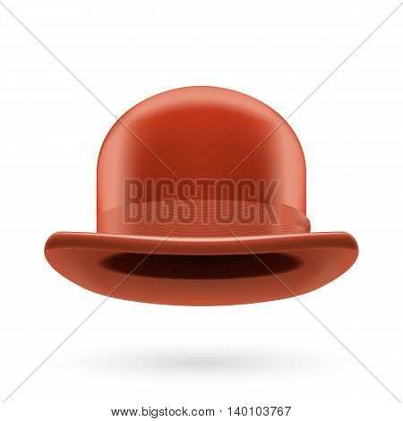 Brown round traditional hat with hatband on white background.