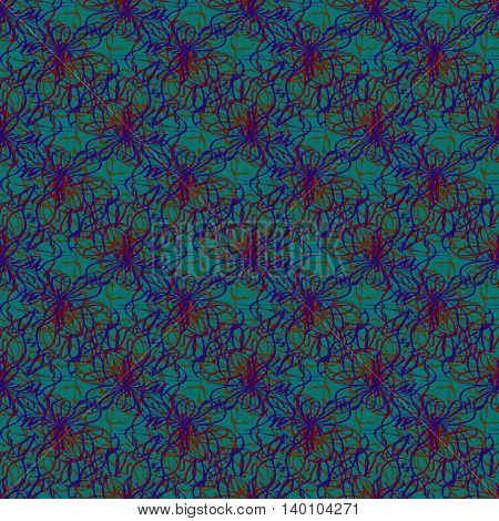Colorful seamless pattern of twisted threads and lines.