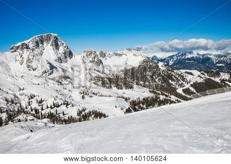 Mountain ski resort Nassfeld, Austria - beautiful nature and winter sports.