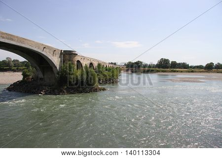 Ancient bridge of the city Saint Esprit in France