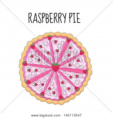Raspberry cake birthday cake. Baking with raspberries. vector illyustration