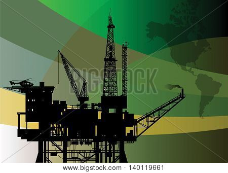 Oil rig abstract color background, vector illustration