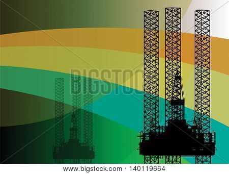 Oil rig abstract color background, vector illustration