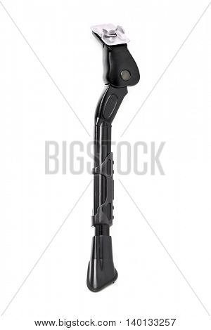 a black bicycle side stand on a white background